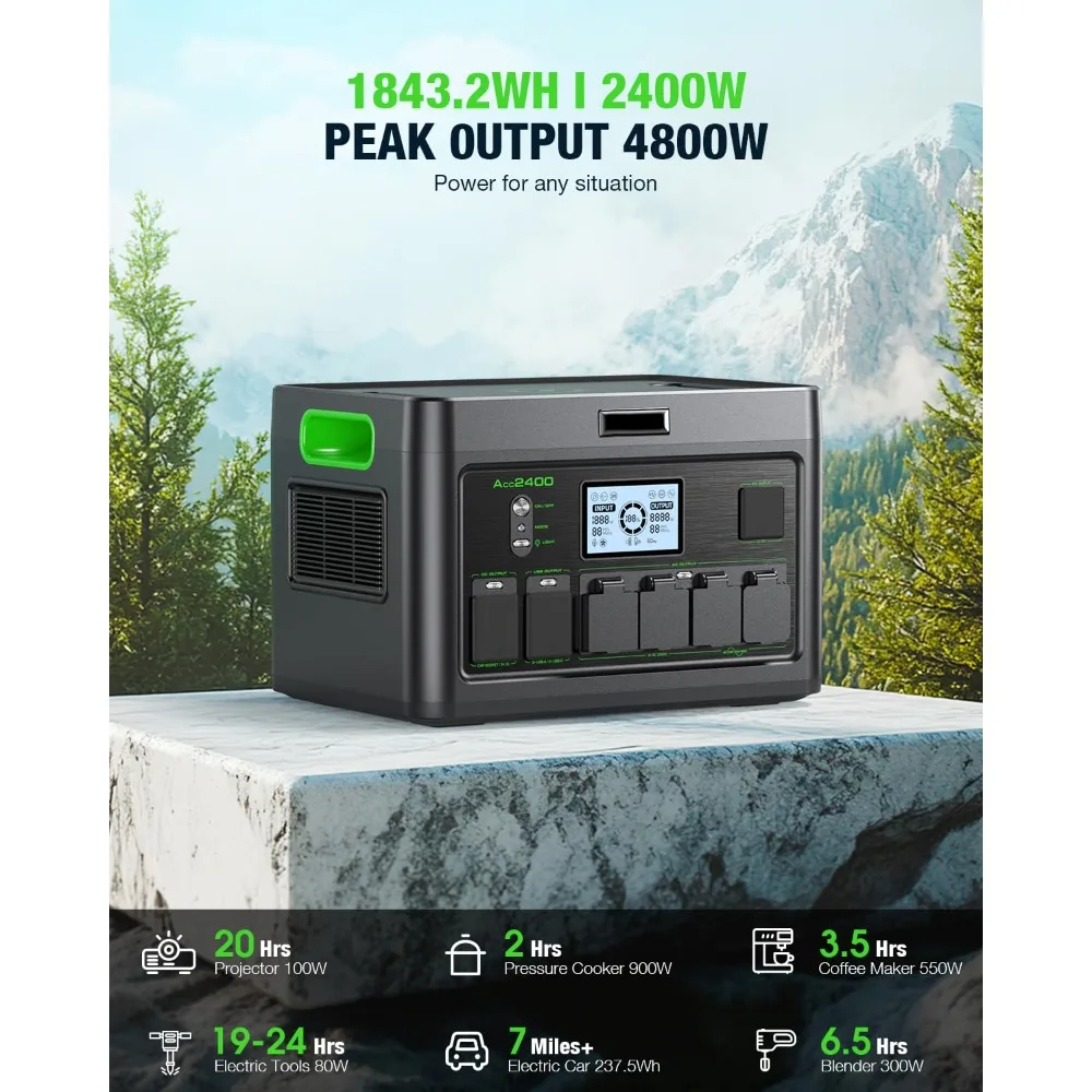 Portable Solar Generator 2400W with 2x100W Solar Panels 1843Wh LiFePO4 Battery Fast Charging Customized Power Station for Outdoo
Portable Solar Generator 2400W with 2x100W Solar Panels 1843Wh LiFePO4 Battery Fast Charging Customized Power Station for Outdoo
