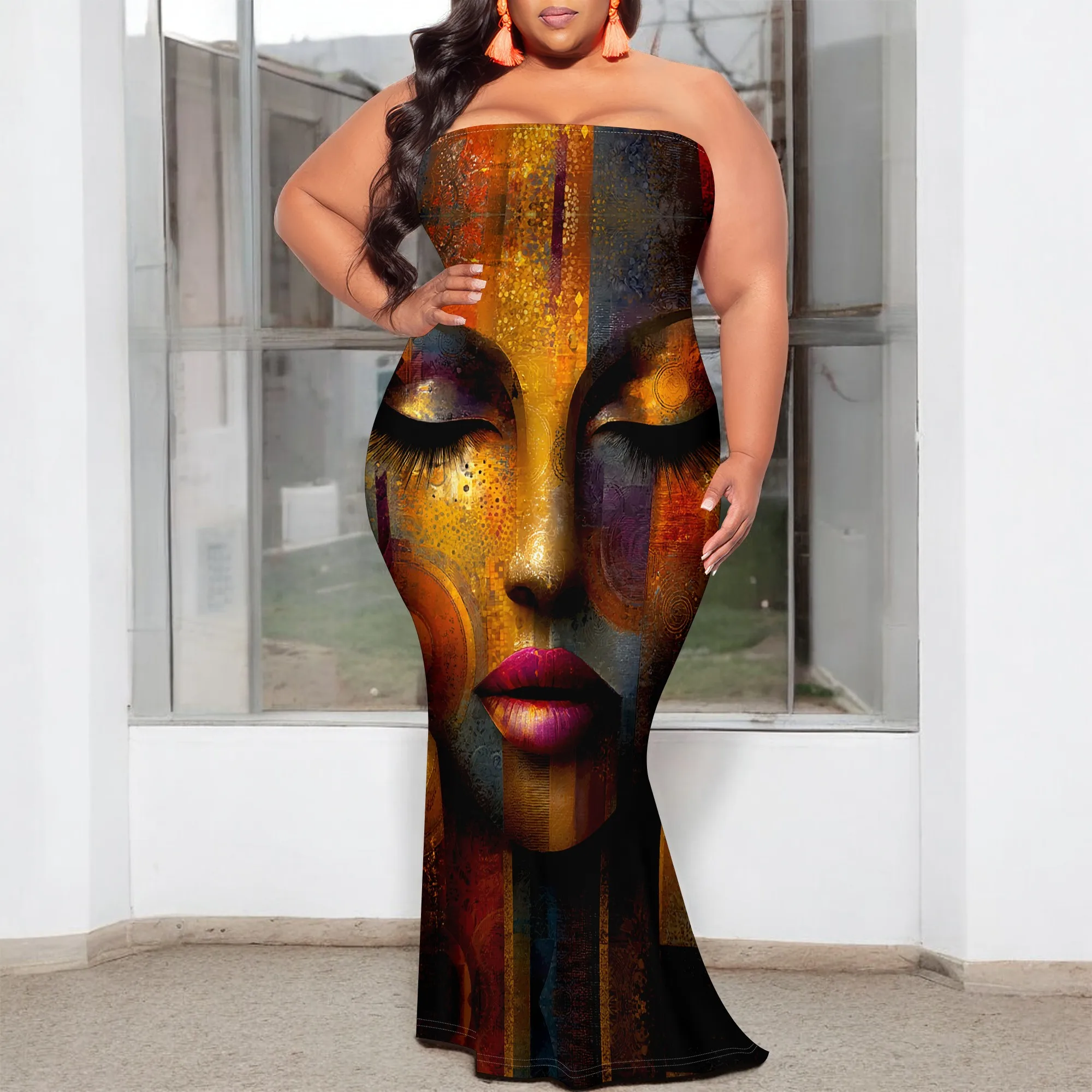 Abstract Art Strapless Maxi Dress Women's 2025 New Arrival XL-6XL Evening Party Dress
Abstract Art Strapless Maxi Dress Women's 2025 New Arrival XL-6XL Evening Party Dress