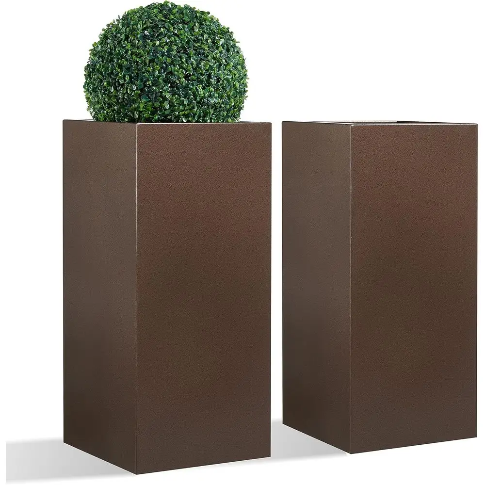 Metallic Tall Outdoor Planter, 14x14x30 Inches, Heavy-Duty, Set of 2
Metallic Tall Outdoor Planter, 14x14x30 Inches, Heavy-Duty, Set of 2