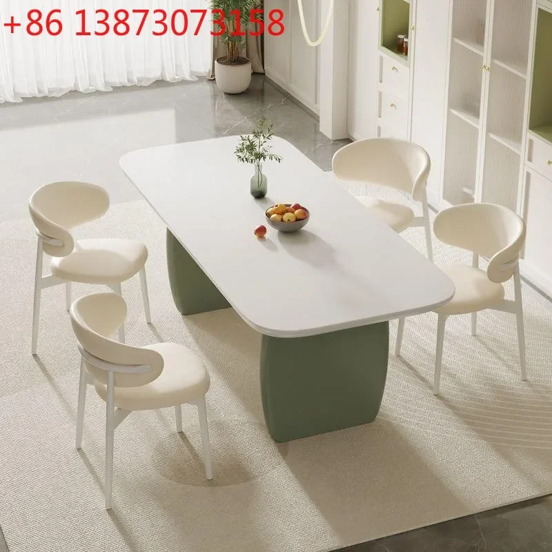 Pure white rock slab solid wood dining table and chair combination simple small fresh rectangular dining table
Pure white rock slab solid wood dining table and chair combination simple small fresh rectangular dining table