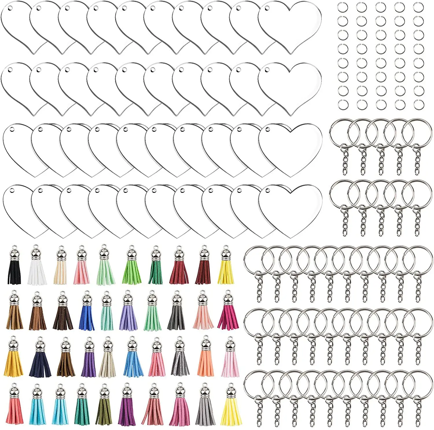 160pcs Valentine's Day Love Key Chain Transparent Acrylic Key Ring 2 Love Acrylic Color Leather Tassels
160pcs Valentine's Day Love Key Chain Transparent Acrylic Key Ring 2 Love Acrylic Color Leather Tassels