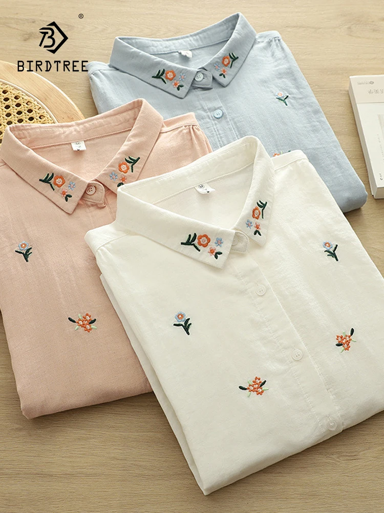 New 2025 Summer Cotton Yarn Half Sleeve Shirt, Women Turn-down Collar Embroidery, Mori Girl Casual Soft Loose Blouse T54858CC
New 2025 Summer Cotton Yarn Half Sleeve Shirt, Women Turn-down Collar Embroidery, Mori Girl Casual Soft Loose Blouse T54858CC