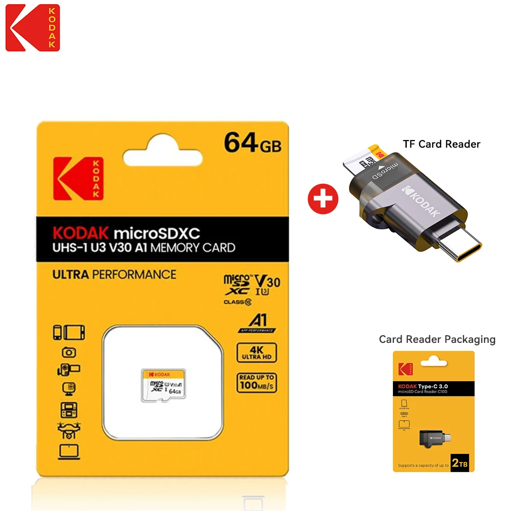 KODAK Micro SD Card Memory Card 32GB-256GB High Speed Performance for Phone Camera Computer
KODAK Micro SD Card Memory Card 32GB-256GB High Speed Performance for Phone Camera Computer