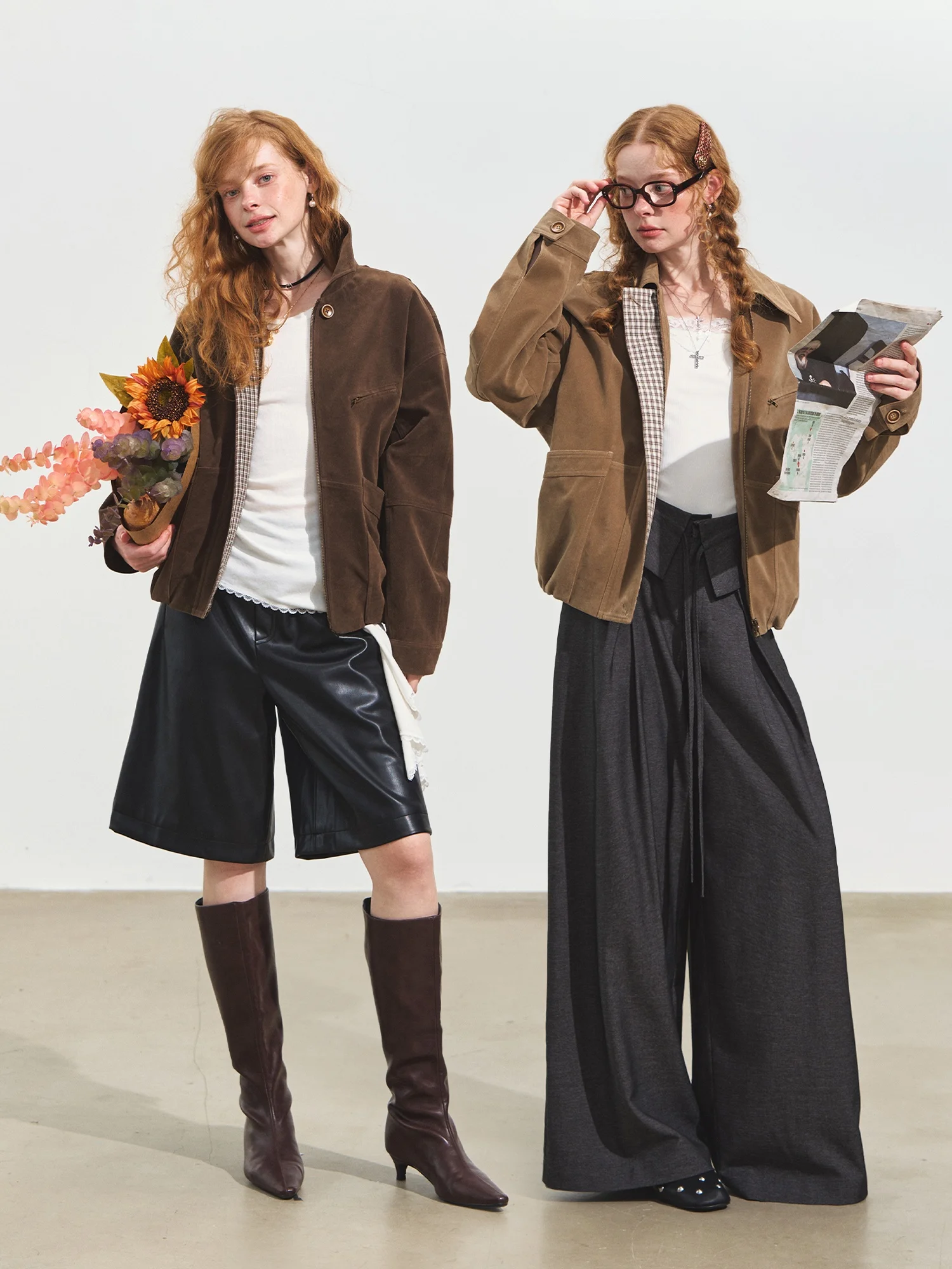 SOMESOWE Suede Jaet with Stand Collar And Foggy Texture Loose Fit Street Sle Women's Leather Coat Long Sve Zipper Closure
SOMESOWE Suede Jaet with Stand Collar And Foggy Texture Loose Fit Street Sle Women's Leather Coat Long Sve Zipper Closure