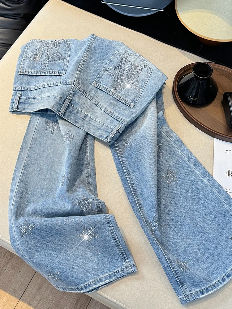 Heavy Duty Star Rhinestone Straight Leg Jeans Women's Summer New High Waist Zipper Closure High Sensation Slimming Long Pants
Heavy Duty Star Rhinestone Straight Leg Jeans Women's Summer New High Waist Zipper Closure High Sensation Slimming Long Pants