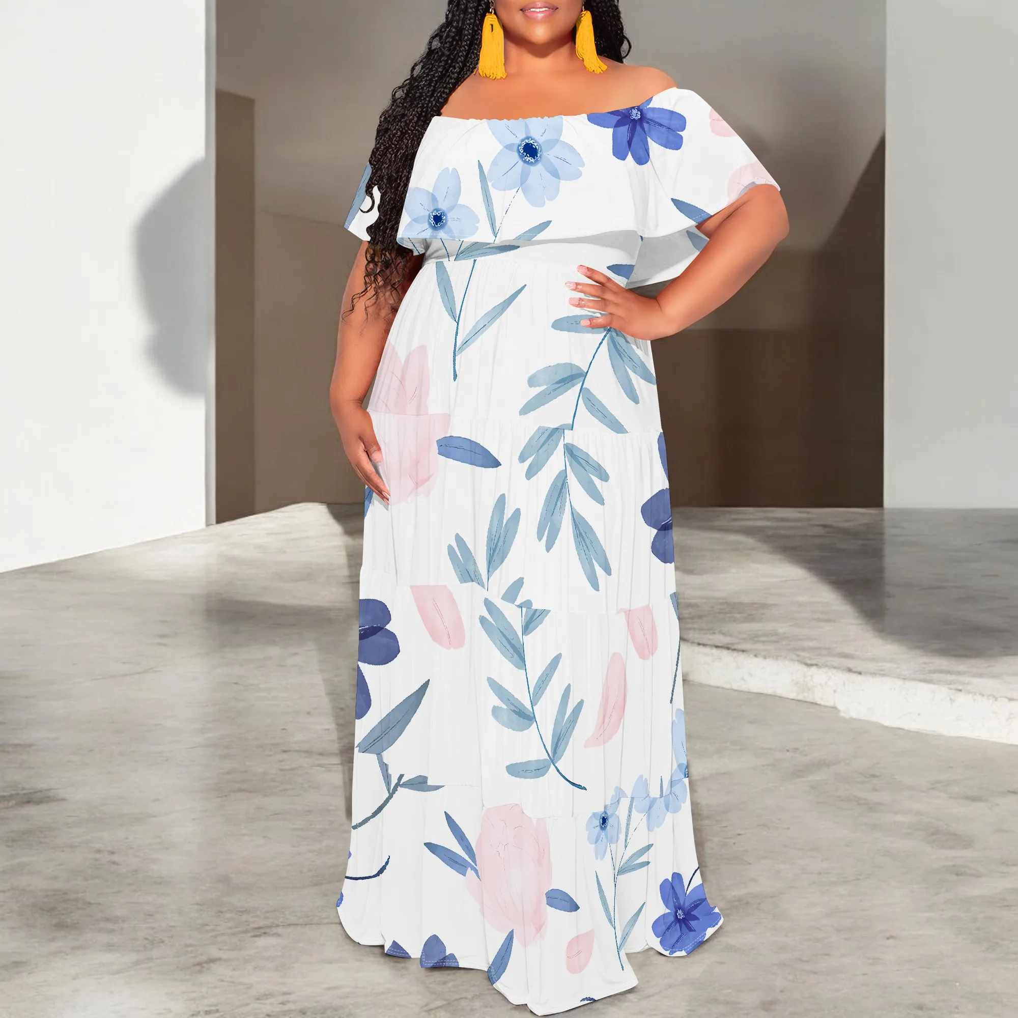 Women's Tight Hips-Wrapped Geometric Off-Shoulder Ruffle Short Sleeve Dress Vibrant Cultural Party Casual Maxi Dress
Women's Tight Hips-Wrapped Geometric Off-Shoulder Ruffle Short Sleeve Dress Vibrant Cultural Party Casual Maxi Dress