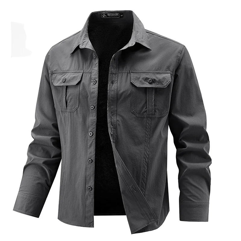 2025 new long sleeve shirt for men spring and autumn leisure men's high elastic comfortable large size solid color tooling shirt
2025 new long sleeve shirt for men spring and autumn leisure men's high elastic comfortable large size solid color tooling shirt