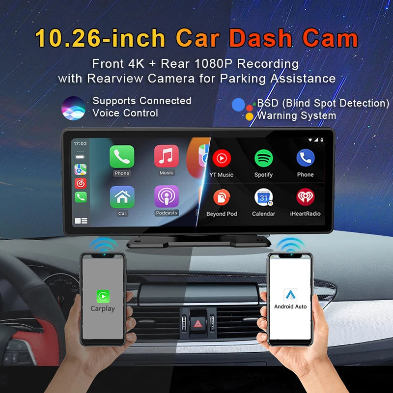 10.26 Inch 4K DVR 4 Channels CarPlay Android Auto Dash Cam Voice Control Bluetooth Audio GPS Navigation Dashboard Video Recorder
10.26 Inch 4K DVR 4 Channels CarPlay Android Auto Dash Cam Voice Control Bluetooth Audio GPS Navigation Dashboard Video Recorder