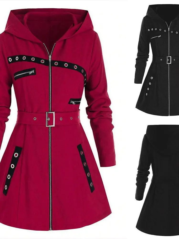 Women's Long Hooded Jaet Zipper Svel Midi Coat Belted Waistline Polypropylene Material Autumn Season Regular Thin
Women's Long Hooded Jaet Zipper Svel Midi Coat Belted Waistline Polypropylene Material Autumn Season Regular Thin