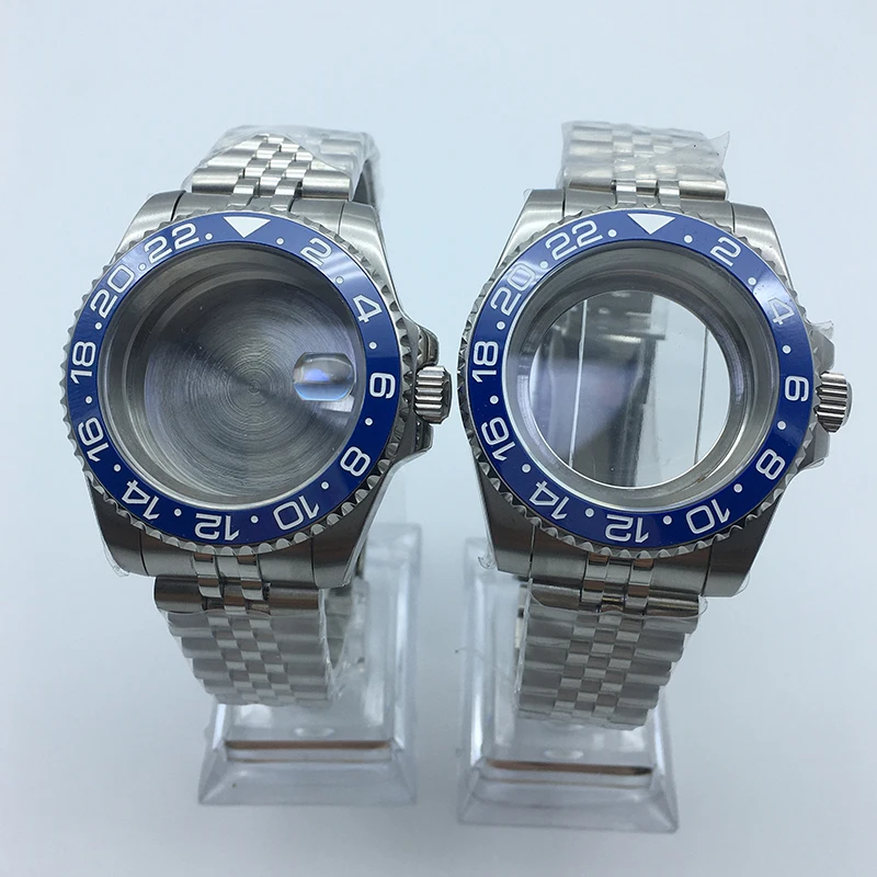 Stainless steel 40mm automatic watch case five chain bracelet ceramic insert sapphire crystal glass GMT master for Seiko nh35 nh
Stainless steel 40mm automatic watch case five chain bracelet ceramic insert sapphire crystal glass GMT master for Seiko nh35 nh
