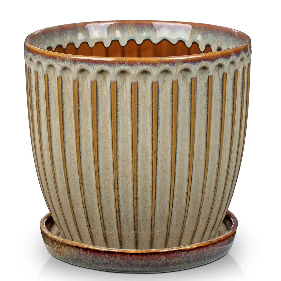 Керамические горшки для комнатных растений, 7,8-дюймовые коричневые кашпо с дренажными отверстиями и поддонами, текстурированные керамические горшки.
Керамические горшки для комнатных растений, 7,8-дюймовые коричневые кашпо с дренажными отверстиями и поддонами, текстурированные керамические горшки.