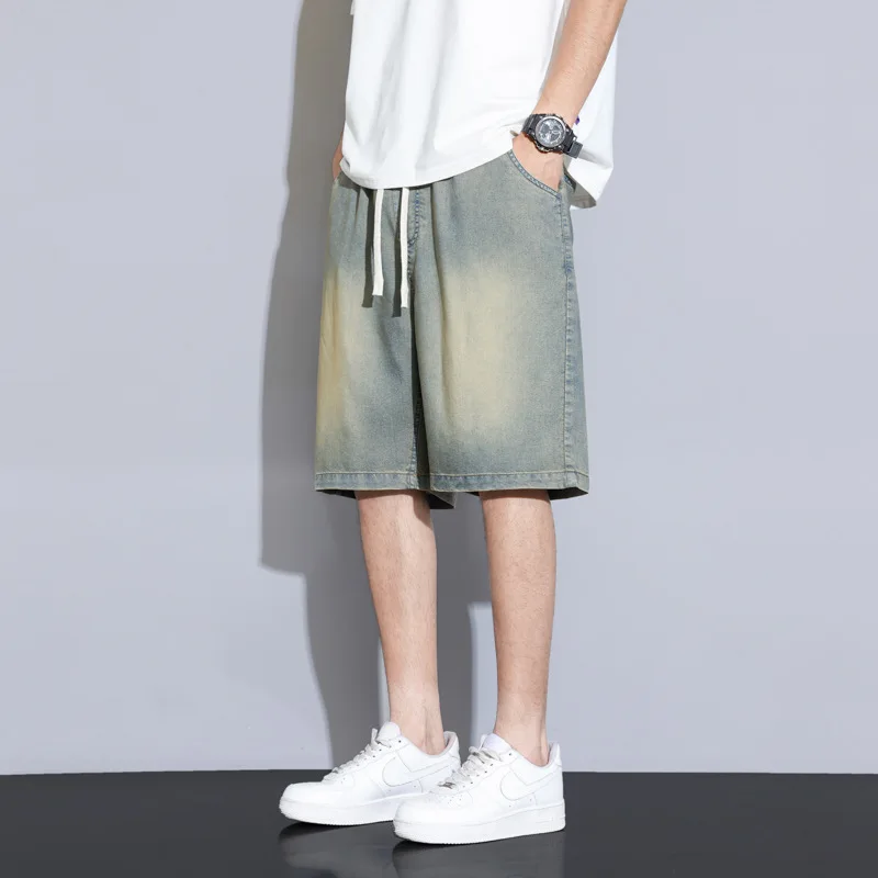 KIDWHXR Men Denim Shorts Summer Thin Contrast Color Casual Male Knee-length Pant Loose Straight Elastic Waist Man Shorts
KIDWHXR Men Denim Shorts Summer Thin Contrast Color Casual Male Knee-length Pant Loose Straight Elastic Waist Man Shorts