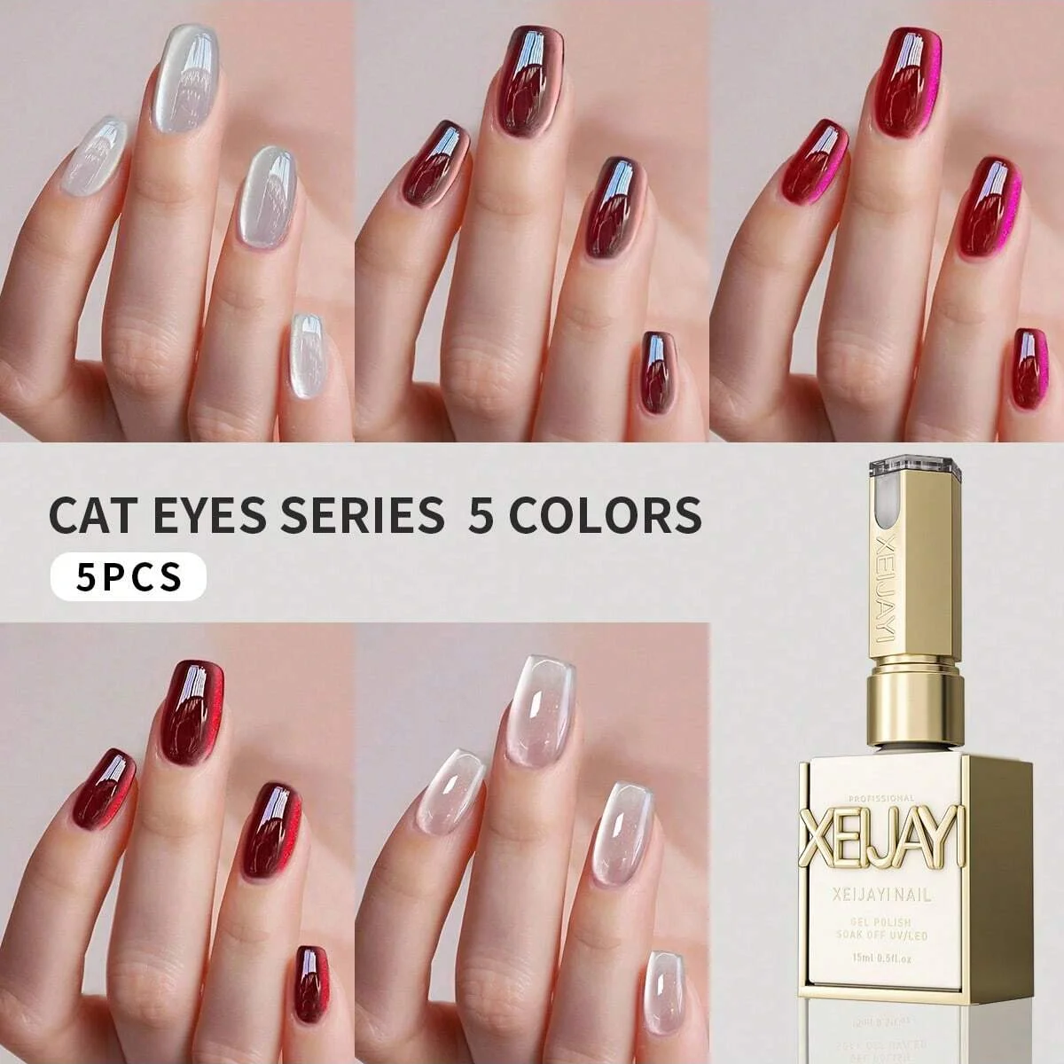 5 шт., 15 мл, стеклянные бусины, гель-лак для ногтей «кошачий глаз», УФ-светодиод, замачиваемый гель для дизайна ногтей «сделай сам», подходит для гель-лака для ногтей без протирания
5 шт., 15 мл, стеклянные бусины, гель-лак для ногтей «кошачий глаз», УФ-светодиод, замачиваемый гель для дизайна ногтей «сделай сам», подходит для гель-лака для ногтей без протирания