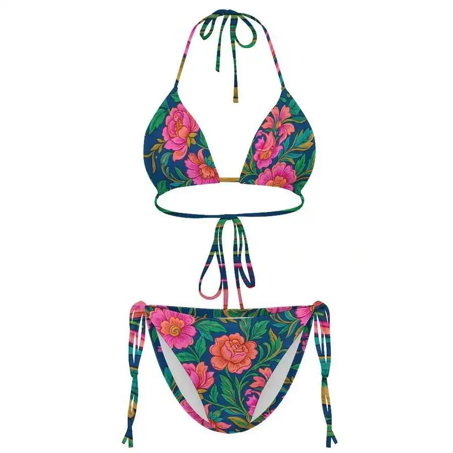 Floral Print Halter Triangle Bikini Set For Women
Floral Print Halter Triangle Bikini Set For Women