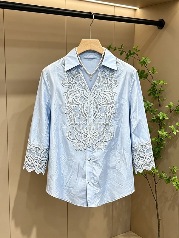 Elegant Lace Embroidery Neck Shirt Women's Summer New Style Beautiful Design Breathable Comfortable Korean Version Loose...
Elegant Lace Embroidery Neck Shirt Women's Summer New Style Beautiful Design Breathable Comfortable Korean Version Loose...