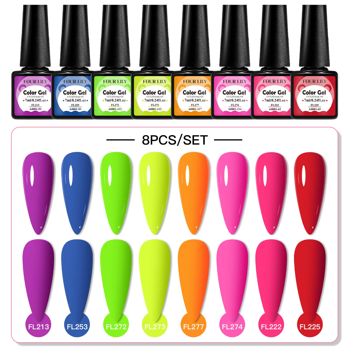 FOUR LILY 8/6Pcs Gel Nail Polish Set Glitter Sparkly Fluorescent Neon Red Purple Blue Yellow Soak Off Nail Art Gel Varnish Kits
FOUR LILY 8/6Pcs Gel Nail Polish Set Glitter Sparkly Fluorescent Neon Red Purple Blue Yellow Soak Off Nail Art Gel Varnish Kits