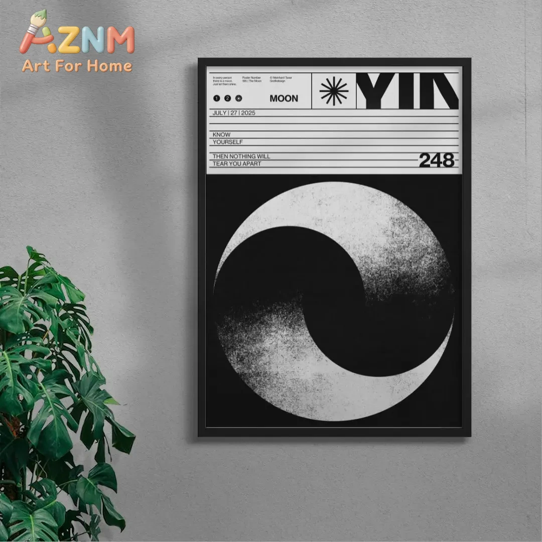 Настенное искусство в раме "YIN MOON" – Минималистичный черно-белый принт с символикой Инь-Ян и цитатой о Луне, духовный декор для дома и офиса
Настенное искусство в раме "YIN MOON" – Минималистичный черно-белый принт с символикой Инь-Ян и цитатой о Луне, духовный декор для дома и офиса