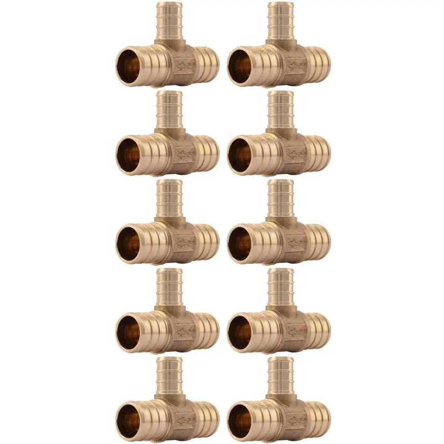 3 4 Inch x 3 4 Inch x 1 2 Inch Crimp Reducing Tee, Pack of 10, Brass Plumbing Fitting, PEX Pipe, PERT, UC412LFA10
3 4 Inch x 3 4 Inch x 1 2 Inch Crimp Reducing Tee, Pack of 10, Brass Plumbing Fitting, PEX Pipe, PERT, UC412LFA10