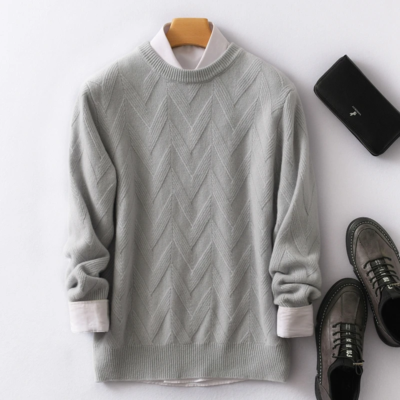 Мужской свитер из 100% чистой шерсти с круглым вырезом, пуловер, осень-зима, новый жаккардовый свитер, свободная деловая толстая трикотажная базовая рубашка
Мужской свитер из 100% чистой шерсти с круглым вырезом, пуловер, осень-зима, новый жаккардовый свитер, свободная деловая толстая трикотажная базовая рубашка