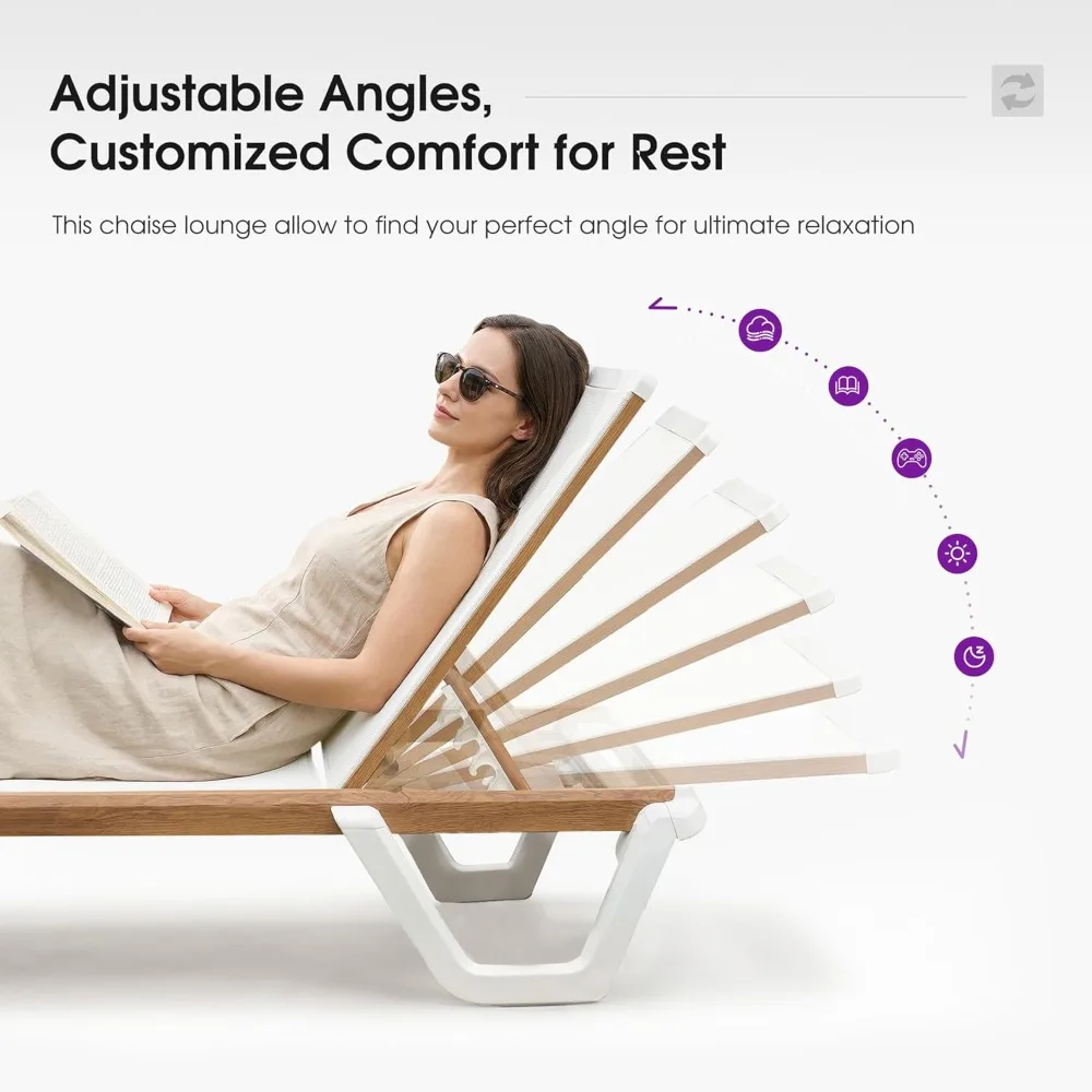 Outdoor Lounge Chair Set White Chaise Lounge Chairs Five-Position Adjustable Plastic Stackable Chaise for Pool, Customized
Outdoor Lounge Chair Set White Chaise Lounge Chairs Five-Position Adjustable Plastic Stackable Chaise for Pool, Customized