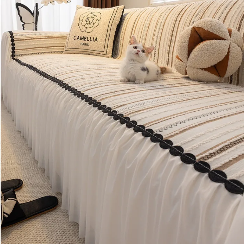 Durable Chenille Striped Cream Sofa Cover Universal Non Slip Anti Cat Scratch Chair Mat Home Decor For Living Room
Durable Chenille Striped Cream Sofa Cover Universal Non Slip Anti Cat Scratch Chair Mat Home Decor For Living Room