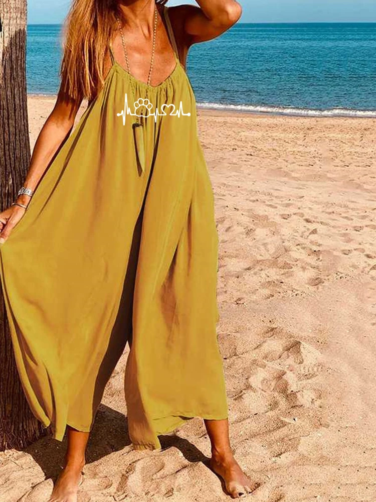 Fashion Loose Strap Sleeveless Jumpsuits Summer Autumn Casual Overalls Pant Women Female Wide Leg Printed Elegant Office Clothes
Fashion Loose Strap Sleeveless Jumpsuits Summer Autumn Casual Overalls Pant Women Female Wide Leg Printed Elegant Office Clothes
