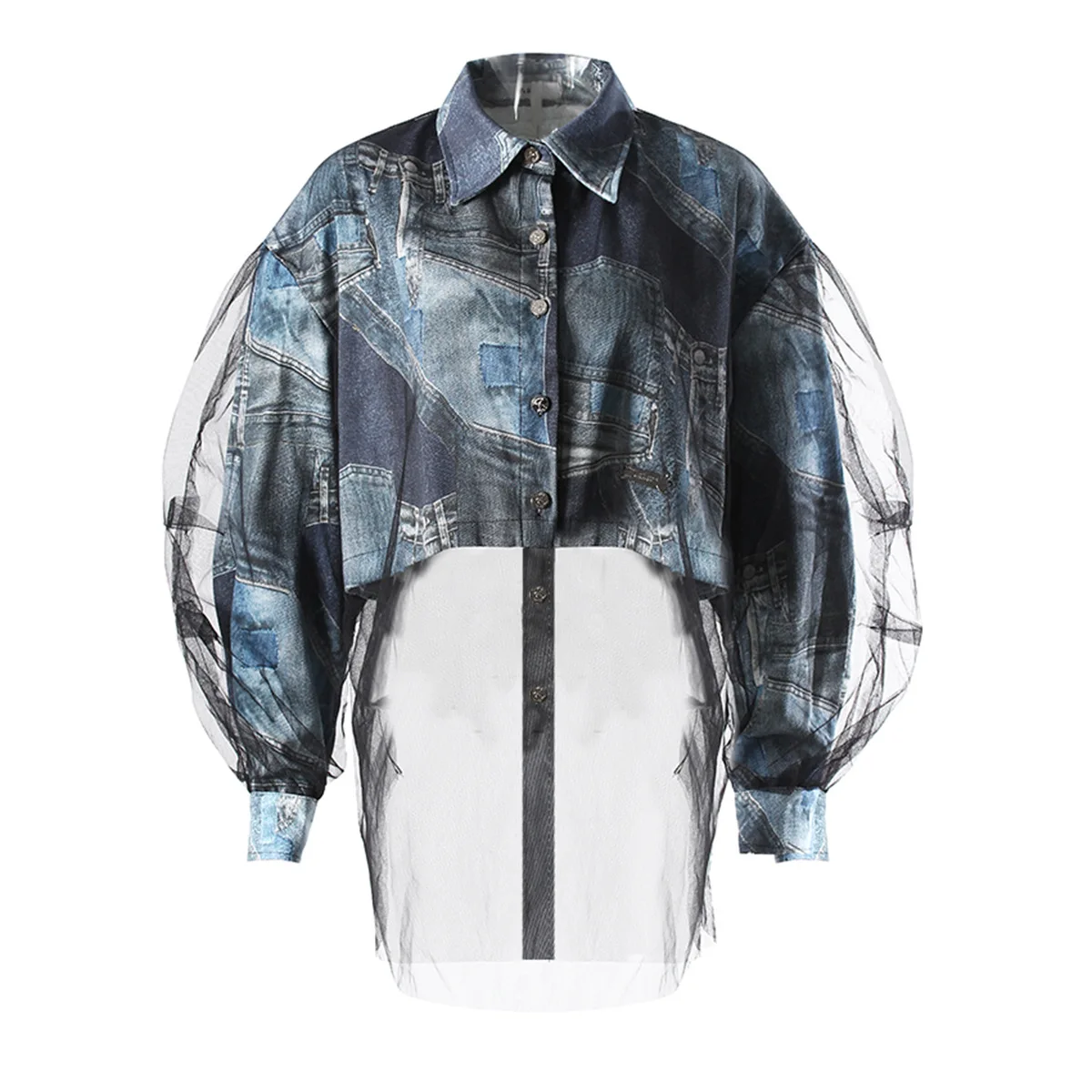SuperAen 2025 Spring New Printed Denim Shirt with Organza Long-sleeved Short Jacket Design Fashion Loose Women's Shirt
SuperAen 2025 Spring New Printed Denim Shirt with Organza Long-sleeved Short Jacket Design Fashion Loose Women's Shirt