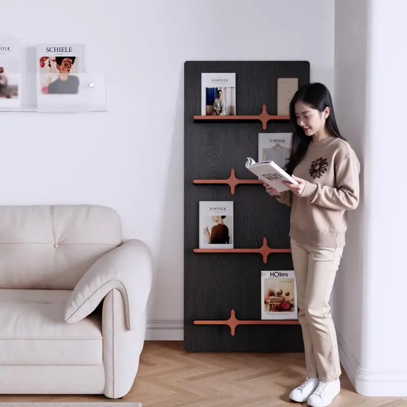 Multi-layer solid wood bookshelf shelf, living room floor to wall, newspaper and magazine display rack, modern simple decorative
Multi-layer solid wood bookshelf shelf, living room floor to wall, newspaper and magazine display rack, modern simple decorative