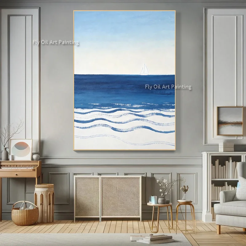 Popular Blue And White Seascape Canvas Thick Artwork New Handmade Simple Abstract Oil Painting Large Original Sea Sky Wall Art
Popular Blue And White Seascape Canvas Thick Artwork New Handmade Simple Abstract Oil Painting Large Original Sea Sky Wall Art