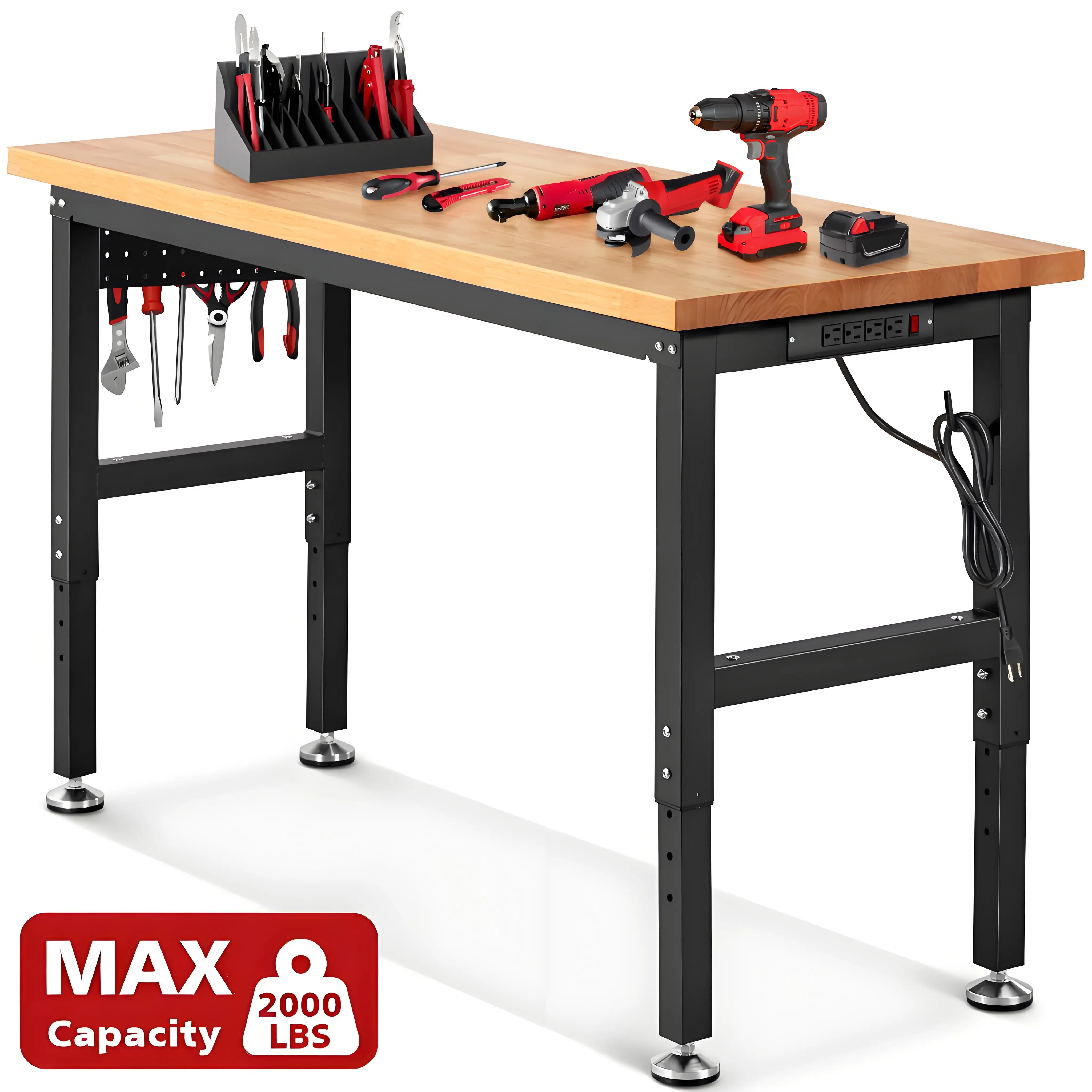 ENJOYWOOD WB0102-Pro 60inch Workbench Table Garage Work Bench Adjustable Height Woodworking Bench w/ Pegboard Power Outlet
ENJOYWOOD WB0102-Pro 60inch Workbench Table Garage Work Bench Adjustable Height Woodworking Bench w/ Pegboard Power Outlet