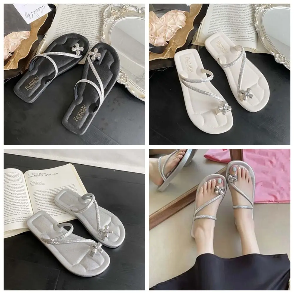 Anti-slip Bright Rhinestone Flip-flops PU Soft Roman Style Flip-flops Flower Resilience Silver Flip Toe Slippers Bedroom
Anti-slip Bright Rhinestone Flip-flops PU Soft Roman Style Flip-flops Flower Resilience Silver Flip Toe Slippers Bedroom