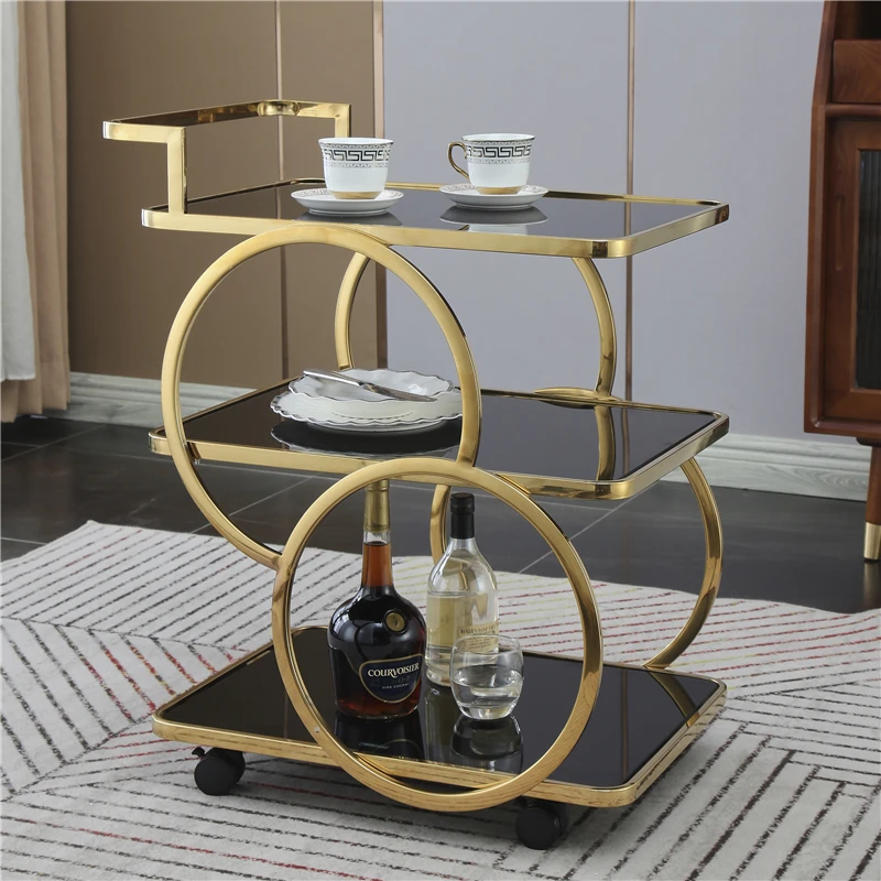 Tea trolley, stainless steel mobile glass dining cart, hotel three-tier cake
Tea trolley, stainless steel mobile glass dining cart, hotel three-tier cake