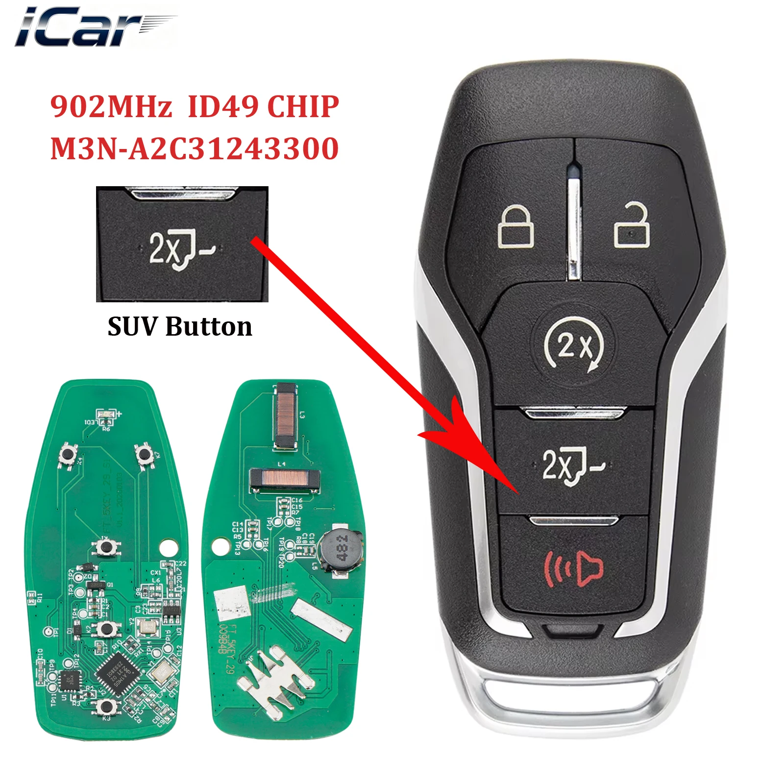 5 Buttons ID49 902MHz M3N-A2C31243300 Car Smart Remote Flip Key For Ford Fusion Explorer Edge Mustang F150 F250 2015 2016 2017
5 Buttons ID49 902MHz M3N-A2C31243300 Car Smart Remote Flip Key For Ford Fusion Explorer Edge Mustang F150 F250 2015 2016 2017