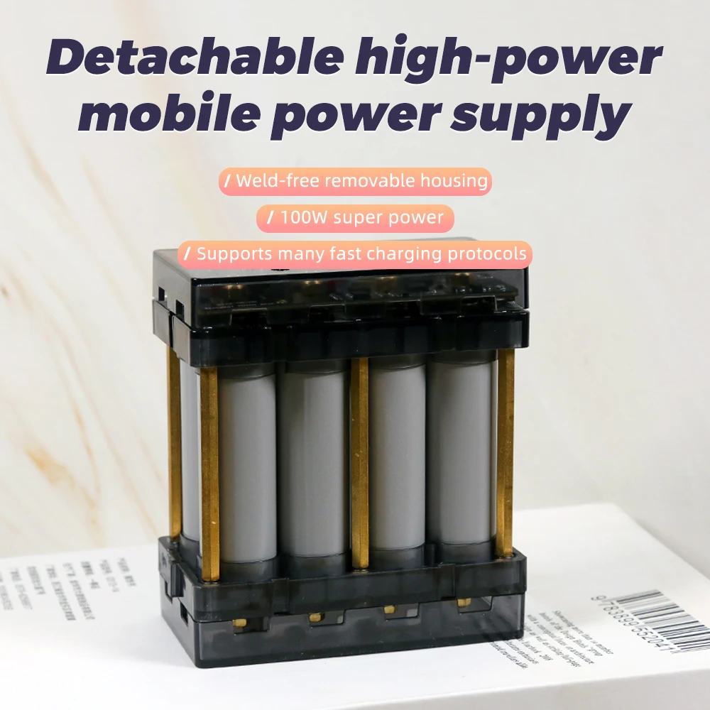 NEW in 2022 Simple Black Transparent No Battery Welding-free Detachable Durable 40000mah 100W Mobile Fast Charging Power Bank
NEW in 2022 Simple Black Transparent No Battery Welding-free Detachable Durable 40000mah 100W Mobile Fast Charging Power Bank