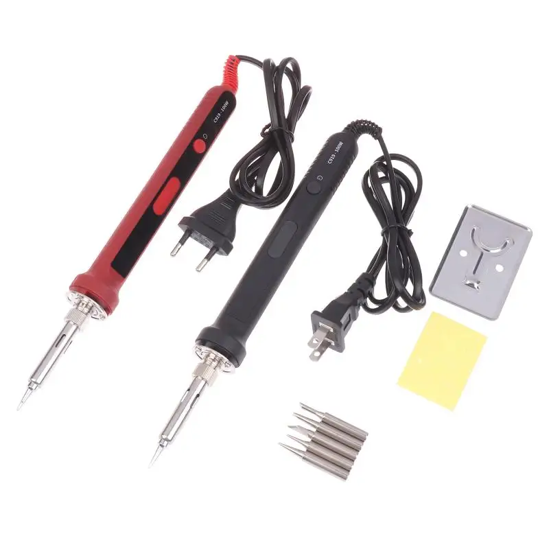 100W Digital Electric Soldering Iron Kit Set 220V Temperature Adjustable Welding Tool Ceramic Heater Soldering Tips Rework
100W Digital Electric Soldering Iron Kit Set 220V Temperature Adjustable Welding Tool Ceramic Heater Soldering Tips Rework