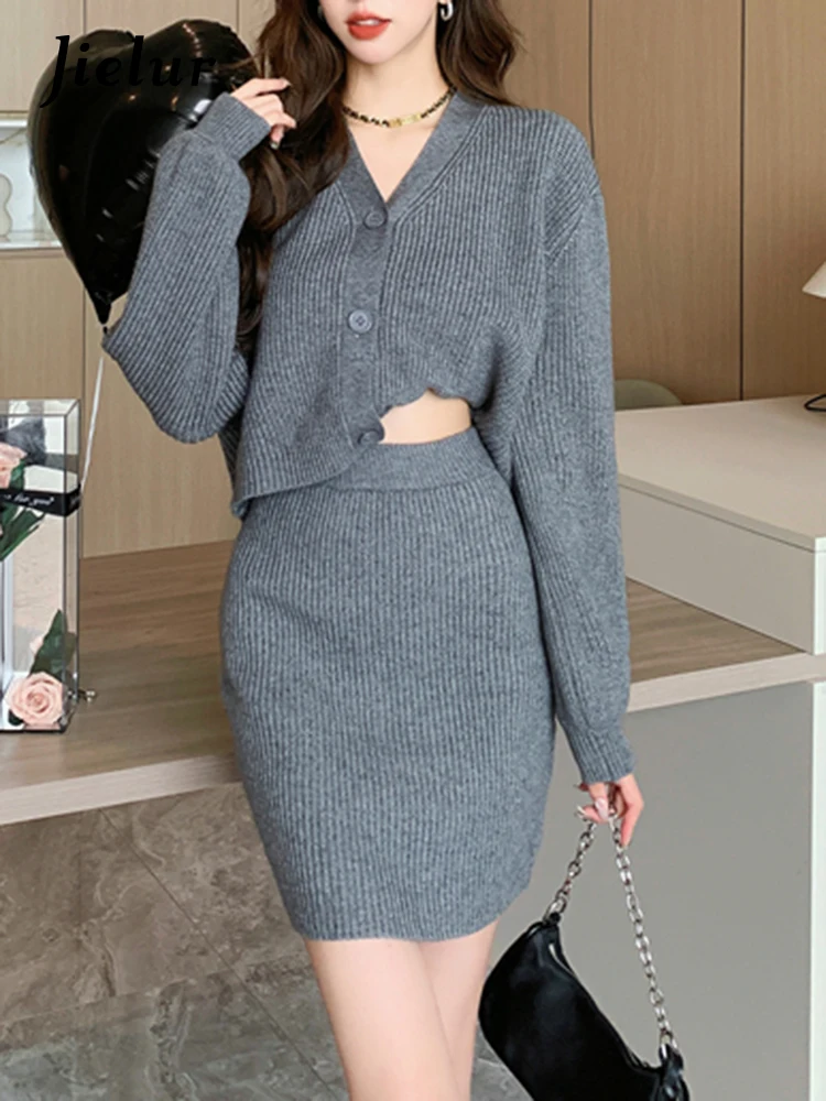 Jielur Two Piece High Waist Tight Hip Skirts Woman Sweet Ladies Sexy Skirts Female Autumn Korean V-Neck Knitted Women Cardigan
Jielur Two Piece High Waist Tight Hip Skirts Woman Sweet Ladies Sexy Skirts Female Autumn Korean V-Neck Knitted Women Cardigan