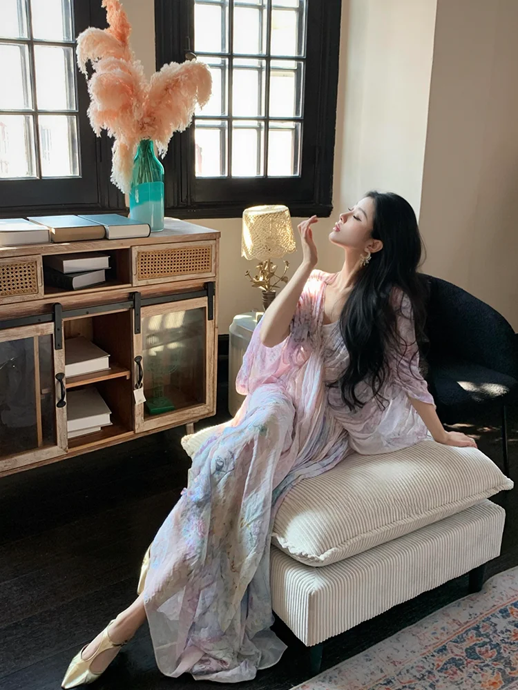 French Style Vacation Dress Women's Elegant Birthday Print Heavy Embellished Long Skirt Gathered Waist Slim Fit Summer Dress
French Style Vacation Dress Women's Elegant Birthday Print Heavy Embellished Long Skirt Gathered Waist Slim Fit Summer Dress