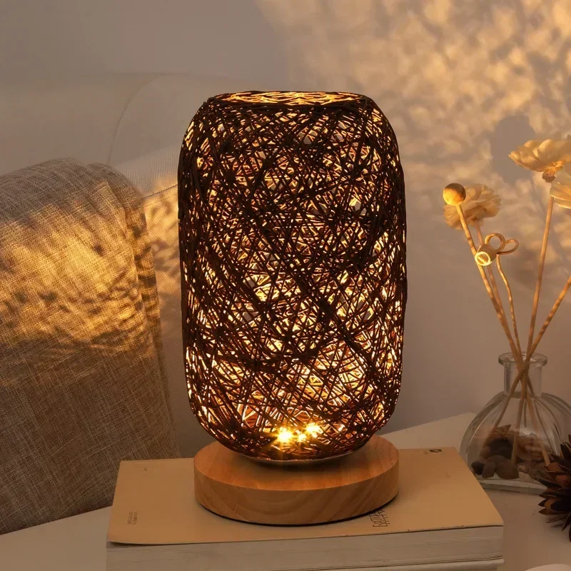 Bedroom Japanese Style Wooden Hemp Thread Rattan Ball Table Lamp Headboard Personalized Decoration Creative LED Night Light
Bedroom Japanese Style Wooden Hemp Thread Rattan Ball Table Lamp Headboard Personalized Decoration Creative LED Night Light