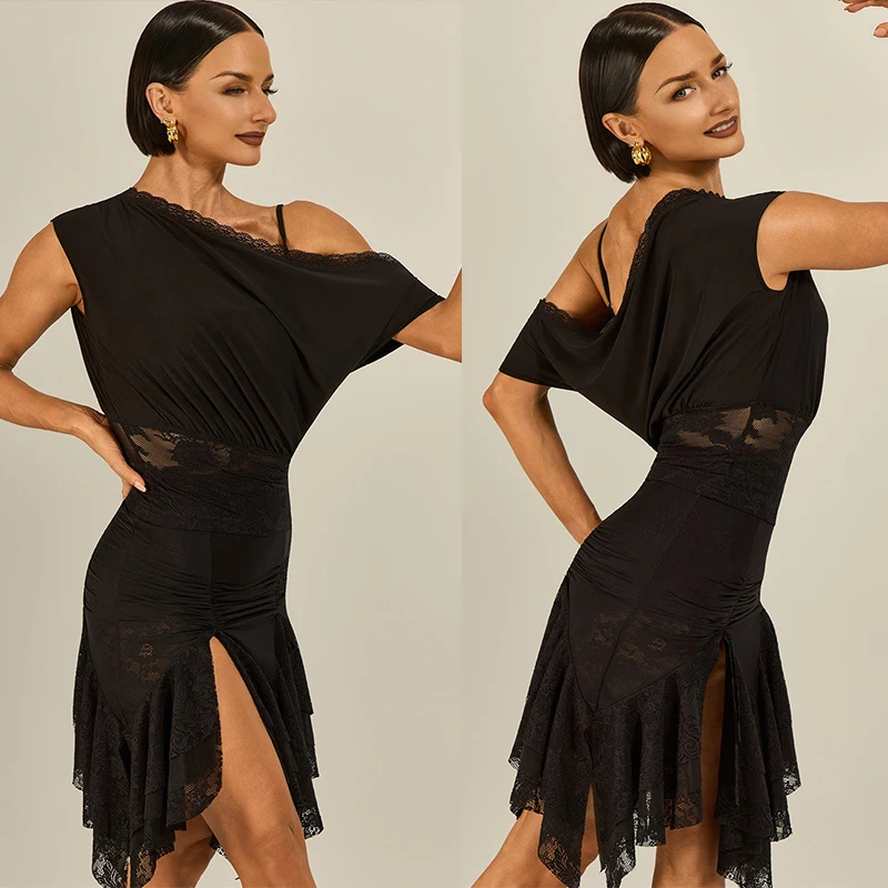 New Chacha Dance Clothes Women Latin Dance Performance Costume Loose Tops Lace Skirt Black Dresses Practice Clothing SS2443
New Chacha Dance Clothes Women Latin Dance Performance Costume Loose Tops Lace Skirt Black Dresses Practice Clothing SS2443