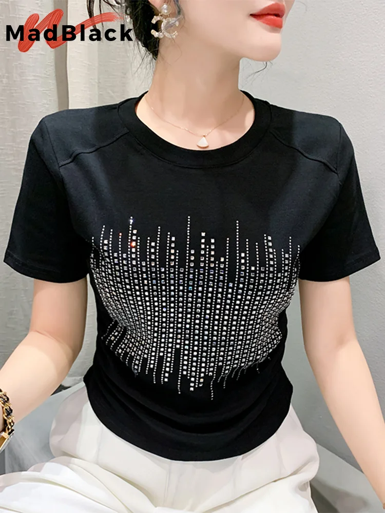 MadBlack Summer European Clothes Shoulder Pad Tshirts Women Sexy O Necks Hot Drill Slim Cotton Tops Short Sleeve Tees T35760M
MadBlack Summer European Clothes Shoulder Pad Tshirts Women Sexy O Necks Hot Drill Slim Cotton Tops Short Sleeve Tees T35760M