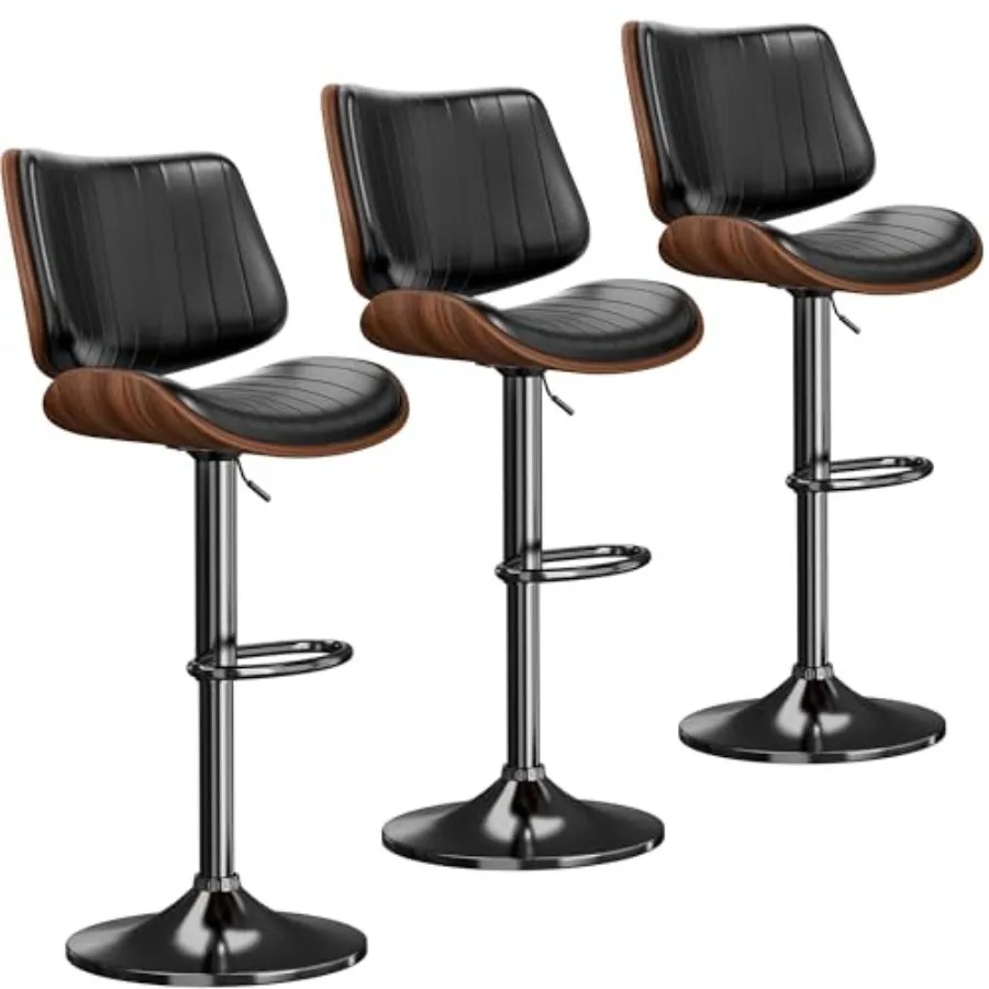 Swivel Bar Stools Set of 3, Adjustable Bentwood Barstools for Kitchen Counter, Modern PU Leather Upholstered Bar Chair with Bac
Swivel Bar Stools Set of 3, Adjustable Bentwood Barstools for Kitchen Counter, Modern PU Leather Upholstered Bar Chair with Bac