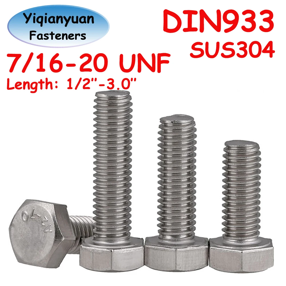 Yiqianyuan 7/16-20 UNF DIN933 винт с шестигранной головкой SUS304 наружные болты с шестигранной головкой из нержавеющей стали полностью резьбовые вверх к головке
Yiqianyuan 7/16-20 UNF DIN933 винт с шестигранной головкой SUS304 наружные болты с шестигранной головкой из нержавеющей стали полностью резьбовые вверх к головке