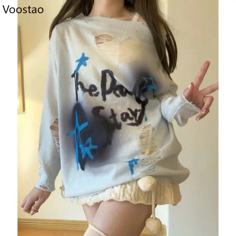 Spring Y2k Aesthetic Holes Sweater Women Casual Loose Punk Grunge Sexy Hollow Out Long Sleeve Off Shoulder Harajuku Pullover
Spring Y2k Aesthetic Holes Sweater Women Casual Loose Punk Grunge Sexy Hollow Out Long Sleeve Off Shoulder Harajuku Pullover