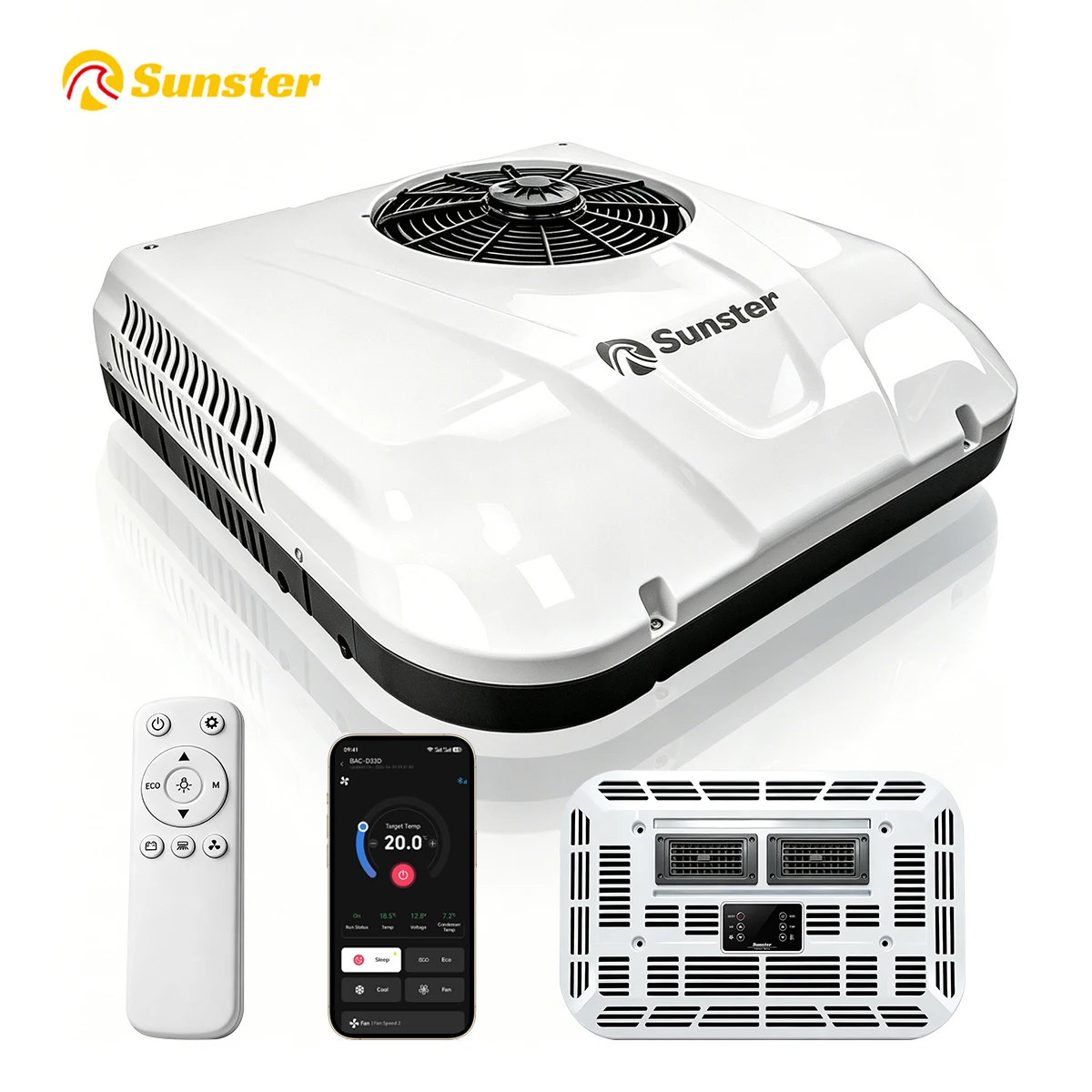 Sunster Bluetooth 12V Air Conditioning RV Roof Air Conditioning Highly Efficient Light Fast Cooling Low Noise Campers RVs Travel
Sunster Bluetooth 12V Air Conditioning RV Roof Air Conditioning Highly Efficient Light Fast Cooling Low Noise Campers RVs Travel