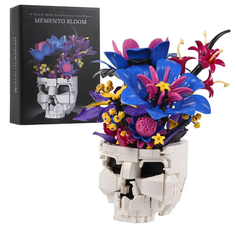Floral Skull Building Blocks Gothic Art Flower Vase Model Skull with Colorful Bouquet Unique Toy Home Decor Gift For Adult Teens
Floral Skull Building Blocks Gothic Art Flower Vase Model Skull with Colorful Bouquet Unique Toy Home Decor Gift For Adult Teens