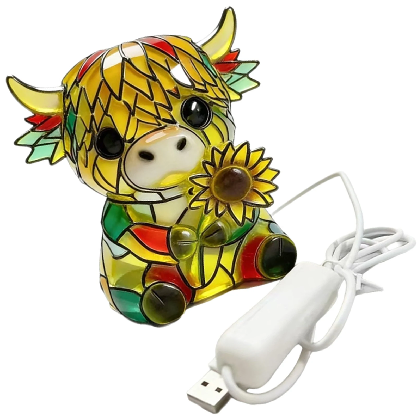 Resin Sunflower Highland Cow Animal Night Lamp W/ USB Ports Small Bedside Table Light for Living Room Home Office
Resin Sunflower Highland Cow Animal Night Lamp W/ USB Ports Small Bedside Table Light for Living Room Home Office