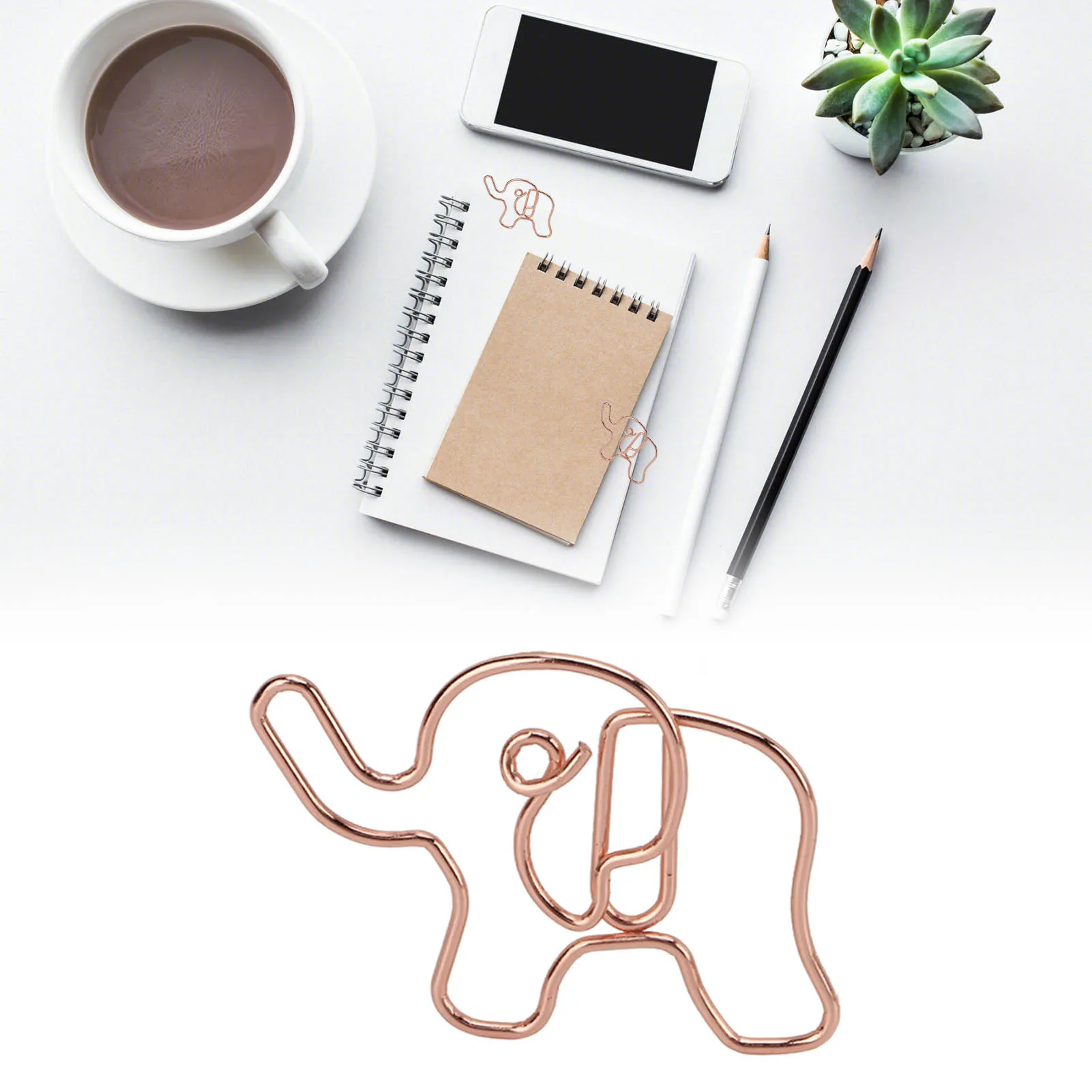 20pcs Shaped Paper Clips Elephant Shapes Rose Gold Electroplating Process Iron Office Clips for Document Classification
20pcs Shaped Paper Clips Elephant Shapes Rose Gold Electroplating Process Iron Office Clips for Document Classification