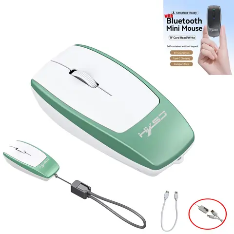 with Bluetooth Wireless Mouse Type C Rechargeable Mice with Micro SD Card ReaderLaptop Tablet Memory Extend Adapter Mini Mouse