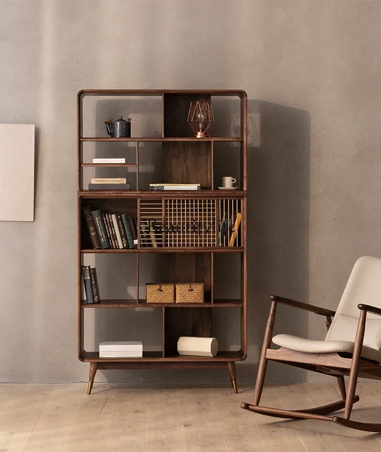 X4 -*Living room new Chinese black walnut bookcase all solid wood study combination bookcase
X4 -*Living room new Chinese black walnut bookcase all solid wood study combination bookcase