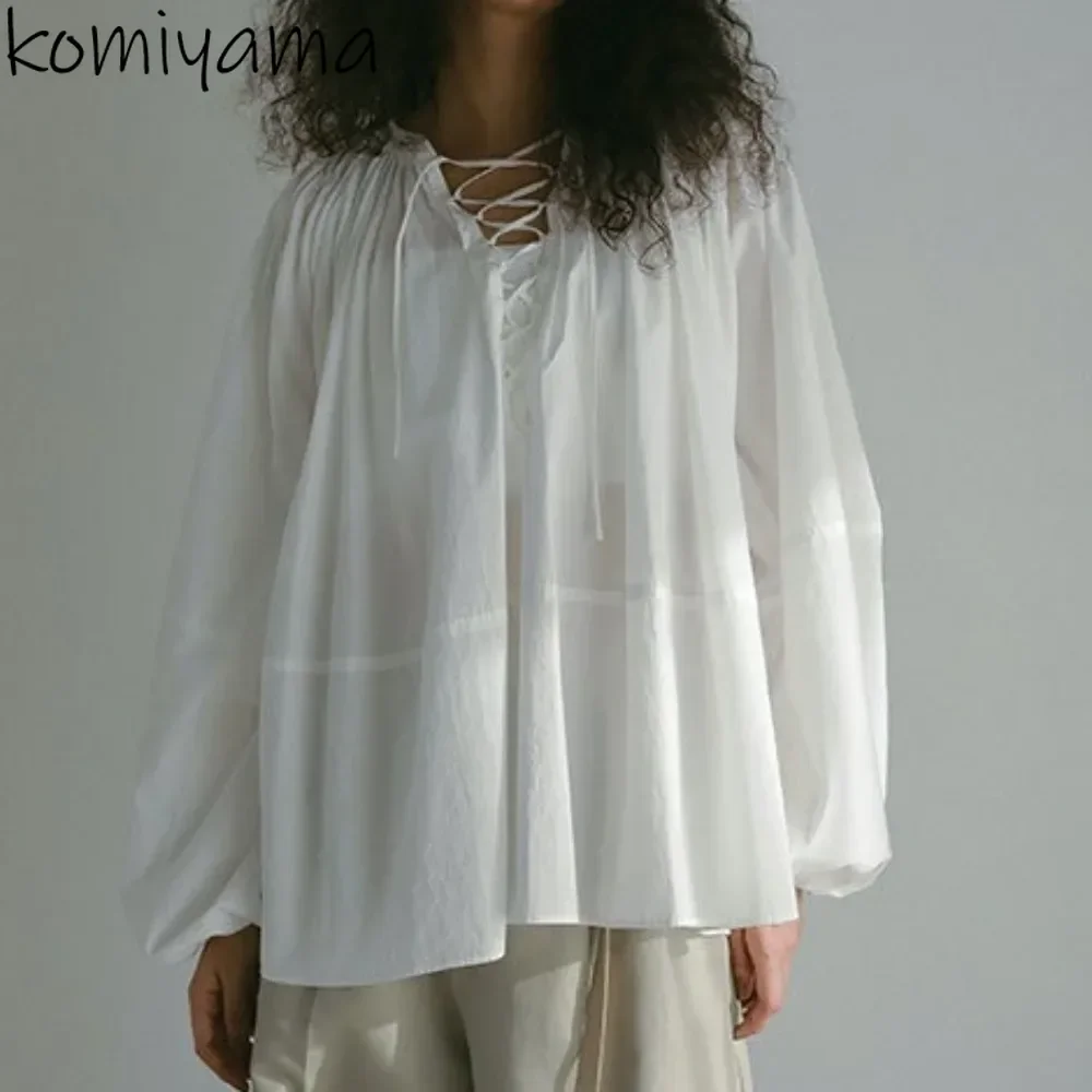 Lace-up Bow Shirts & Blouses Loose Pleated 2025 Blusas Mujer Ball Gown Woman Clothing Japan Literary Camisas New Casual Ropa
Lace-up Bow Shirts & Blouses Loose Pleated 2025 Blusas Mujer Ball Gown Woman Clothing Japan Literary Camisas New Casual Ropa
